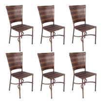 Kit 6 Cadeiras de Jantar em Junco Argila - SHOP MOBILE