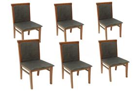 Kit 6 Cadeiras de Jantar em Madeira Maciça Estofada Elys