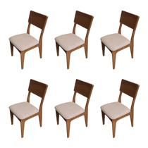 Kit 6 Cadeiras de Jantar Estofada em Madeira Freijo/Cesare Escuro - Floresta Carpintaria