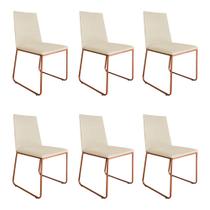 Kit 6 Cadeiras de Jantar Estofada Lille Base Bronze Veludo Bege - Montanaris Decor