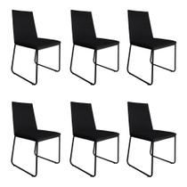 Kit 6 Cadeiras de Jantar Estofada Lille Base Preta Veludo Preto - Montanaris Decor Kit 6 Cadeiras de Jantar Estofada Lille Base Preta Veludo Preto - Montanaris Decor