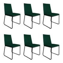 Kit 6 Cadeiras de Jantar Estofada Lille Base Preta Veludo Verde - Montanaris Decor
