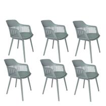 Kit 6 Cadeiras de Jantar Estofada Marcela Montreal 140PP CINZA