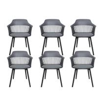 Kit 6 Cadeiras de Jantar Estofada Marcela Montreal 140PP CINZA