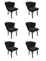 Kit 6 Cadeiras de Jantar Estofada Pétala Tecido Suede Grafite Pés Palito Kimi Design