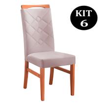 Kit 6 Cadeiras de Jantar Estofada Rosé em Veludo Almere