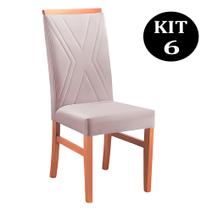 Kit 6 Cadeiras de Jantar Estofada Rosé em Veludo Kloten