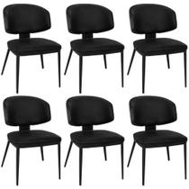 Kit 6 Cadeiras de Jantar Estofada Siena Design Italiano Encosto Flutuante com Espuma de Alta Densidade - Preto Kit 6 Cadeiras de Jantar Estofada Siena Design Italiano Encosto Flutuante com Espuma de Alta Densidade - Preto