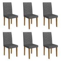 Kit 6 Cadeiras De Jantar Estofadas 43,5cm Multimóveis CR50218 Grafite