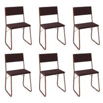 Kit 6 Cadeiras de Jantar Estofadas Angra - Cobre e Marrom