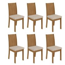 Kit 6 Cadeiras de Jantar Estofadas Athenas Marrom Amêndoa Clean/Linho Rinzai Bege Kit 6 Cadeiras de Jantar Estofadas Athenas Marrom Amêndoa Clean/Linho Rinzai Bege