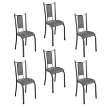 Kit 6 Cadeiras de Jantar Estofadas Isabela Prata/Preto Kit 6 Cadeiras de Jantar Estofadas Isabela Prata/Preto