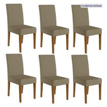Kit 6 Cadeiras de Jantar Estofadas Lisa Pés MDF Linea