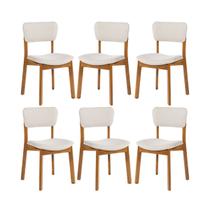 Kit 6 Cadeiras de Jantar Frame em Madeira Estofada Camurça Bege Claro N12 RMI