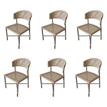 Kit 6 Cadeiras de Jantar Hortz em Alumínio e Corda Naútica Rami Kit 6 Cadeiras de Jantar Hortz em Alumínio e Corda Naútica Rami