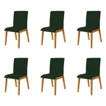 Kit 6 Cadeiras de Jantar Luxo Diamante Estofadas em Veludo Verde Base Madeira Maciça Mel