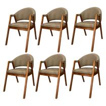 Kit 6 Cadeiras de Jantar Madeira Maciça Amêndoa Ravena Impermeável Monterey Bege CCS Kit 6 Cadeiras de Jantar Madeira Maciça Amêndoa Ravena Impermeável Monterey Bege CCS