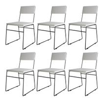 Kit 6 Cadeiras de Jantar Málaga Assento material sintético Branco Base Preto