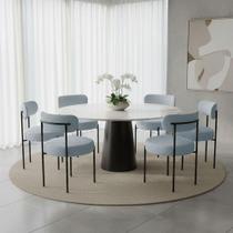 Kit 6 Cadeiras de Jantar Margara MDF Bouclê Ted Azul D'Rossi