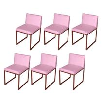 Kit 6 Cadeiras de Jantar Metálica Bronze com Suede Rosa Bebê Vittar - Mafer