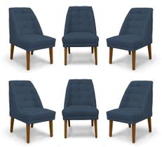 Kit 6 Cadeiras De Jantar Paris Suede Azul Marinho - Meular Decor - Meu Lar Decorações de Ambientes