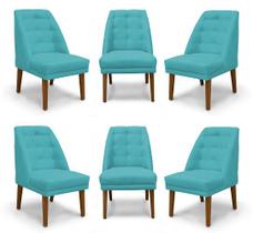 Kit 6 Cadeiras De Jantar Paris Suede Azul Turquesa - Meular Decor