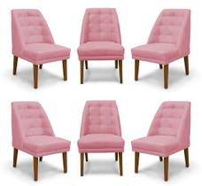 Kit 6 Cadeiras De Jantar Paris Suede Rosa - Meular Decor