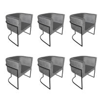 Kit 6 Cadeiras de Jantar Premium Base de Ferro Preta Veludo Cinza Kit 6 Cadeiras de Jantar Premium Base de Ferro Preta Veludo Cinza