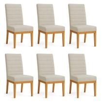 Kit 6 Cadeiras de Jantar Solana Suede Base de Madeira - Pallazio
