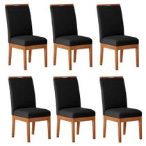 Kit 6 Cadeiras de Jantar Talita N04 Facto Plus Preto/Ipê - Mpozenato