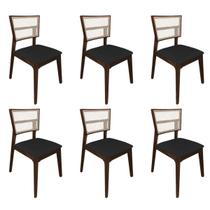 Kit 6 Cadeiras de Jantar Tela Premium Madeira Maciça Manuela