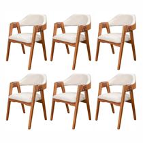 Kit 6 Cadeiras de Madeira 100% Maciça Tauari, Estofada e Braço em Couro Original Bélgica