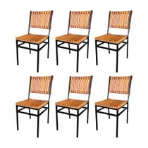 Kit 6 Cadeiras de Madeira e Ferro Maju - Natural