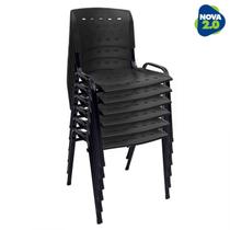 Kit 6 Cadeiras de Plástico Polipropileno LG flex Reforçada Empilhável Preta Kit 6 Cadeiras de Plástico Polipropileno LG flex Reforçada Empilhável Preta