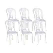 Kit 6 Cadeiras De Plástico Sem Braço Laguna Tramontina Basic Branco