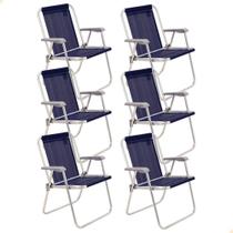 Kit 6 Cadeiras de Praia Tramontina Samoa Alta em Alumínio Azul 92900/006