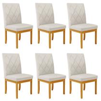 Kit 6 Cadeiras de Sala de Jantar Estofadas Gomes Madeira Maciça Linho Off White G78 - Gran Belo Kit 6 Cadeiras de Sala de Jantar Estofadas Gomes Madeira Maciça Linho Off White G78 - Gran Belo