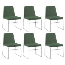 Kit 6 Cadeiras Decorativa Sala de Jantar Anne Linho Verde G17 - Gran Belo