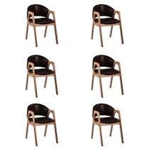 Kit 6 Cadeiras Decorativa Sala de Jantar Luxo Larissa Facto Marrom - Mozzelar