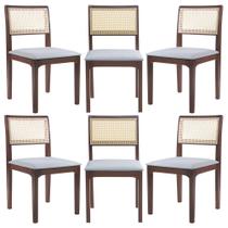 Kit 6 Cadeiras Decorativa Sala de Jantar Nivea Amêndoa G55 - Gran Belo