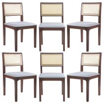 Kit 6 Cadeiras Decorativa Sala de Jantar Nivea Amêndoa G55 - Gran Belo