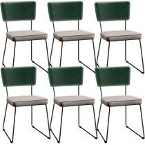 Kit 6 Cadeiras Decorativas Estofada Sala Jantar Allana L02 Facto Verde Musgo Linho Bege - Lyam Decor