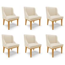 Kit 6 Cadeiras Decorativas Sala de Jantar Base Fixa de Madeira Firenze PU Bege/Castanho G19 - Gran Belo Kit 6 Cadeiras Decorativas Sala de Jantar Base Fixa de Madeira Firenze PU Bege/Castanho G19 - Gran Belo