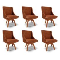 Kit 6 Cadeiras Decorativas Sala de Jantar Base Giratória de Madeira Firenze PU Nozes/Natural G19 - Gran Belo Kit 6 Cadeiras Decorativas Sala de Jantar Base Giratória de Madeira Firenze PU Nozes/Natural G19 - Gran Belo