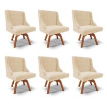 Kit 6 Cadeiras Decorativas Sala de Jantar Base Giratória de Madeira Firenze Suede Bege/Natural G19 - Gran Belo Kit 6 Cadeiras Decorativas Sala de Jantar Base Giratória de Madeira Firenze Suede Bege/Natural G19 - Gran Belo