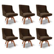 Kit 6 Cadeiras Decorativas Sala de Jantar Base Giratória de Madeira Firenze Suede Marrom/Natural G19 - Gran Belo Kit 6 Cadeiras Decorativas Sala de Jantar Base Giratória de Madeira Firenze Suede Marrom/Natural G19 - Gran Belo
