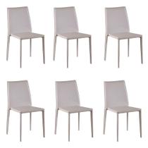 Kit 6 Cadeiras Decorativas Sala e Cozinha Karma PVC Nude G56 - Gran Belo
