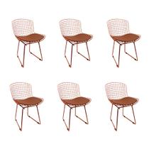 Kit 6 Cadeiras Design Bertoia Cobre com Assento Cobre