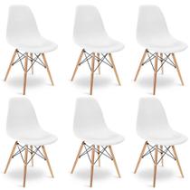 Kit 6 Cadeiras Design Eiffel Eames Wood Branca
