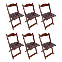 Kit 6 Cadeiras Dobráveis de Madeira Maciça Ideal para Bar e Restaurante - Imbuia